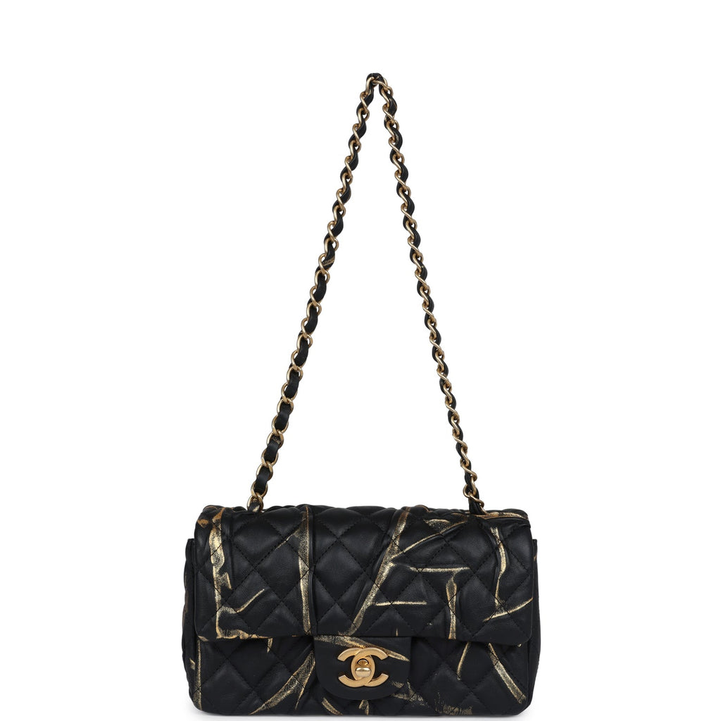 Chanel Mini Rectangular Flap Black and Gold Aged Calfskin Antique Gold Hardware - Image 8