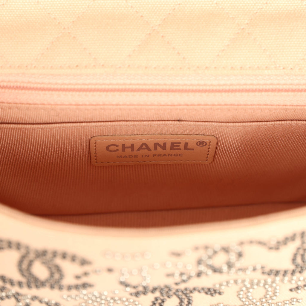 Pre-owned Chanel Mini CC Studded Rectangular Flap Bag Light Pink Canvas Ruthenium Hardware - Image 8