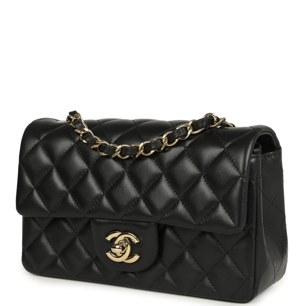 Pre-owned Chanel Mini Classic Rectangular Flap Bag Black Lambskin Light Gold Hardware - Image 6