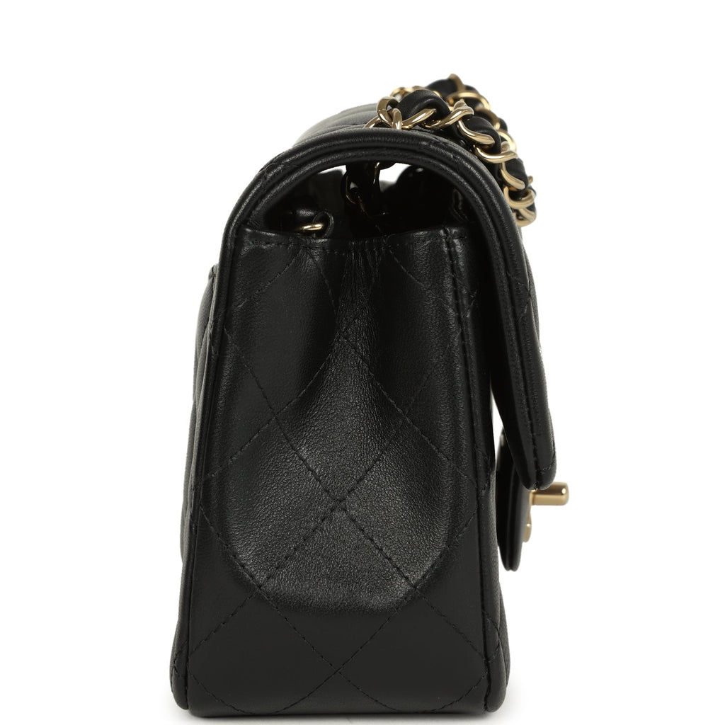 Pre-owned Chanel Mini Classic Rectangular Flap Bag Black Lambskin Light Gold Hardware - Image 4