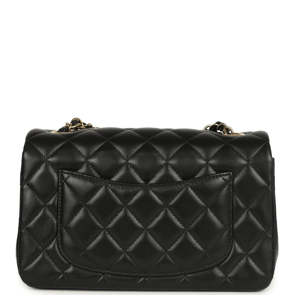 Pre-owned Chanel Mini Classic Rectangular Flap Bag Black Lambskin Light Gold Hardware - Image 5