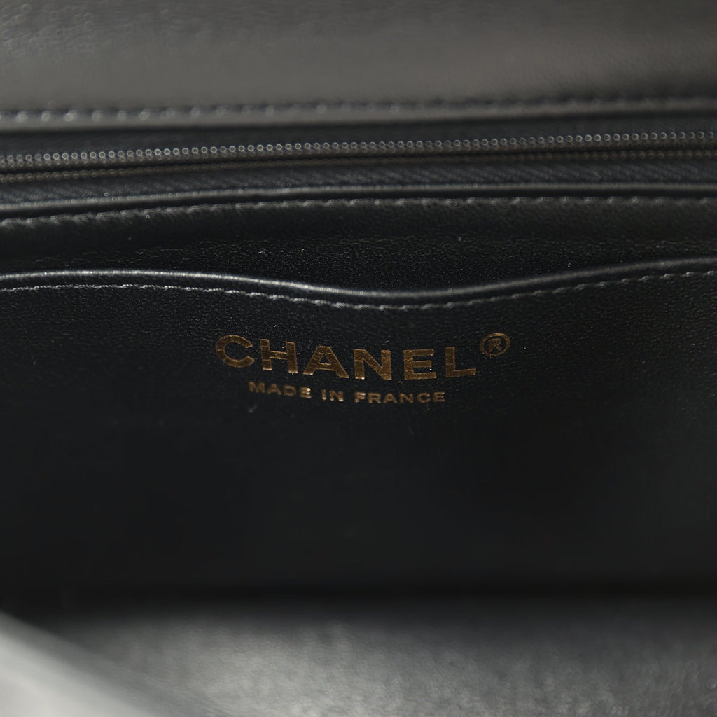 Pre-owned Chanel Mini Classic Rectangular Flap Bag Black Lambskin Light Gold Hardware - Image 10
