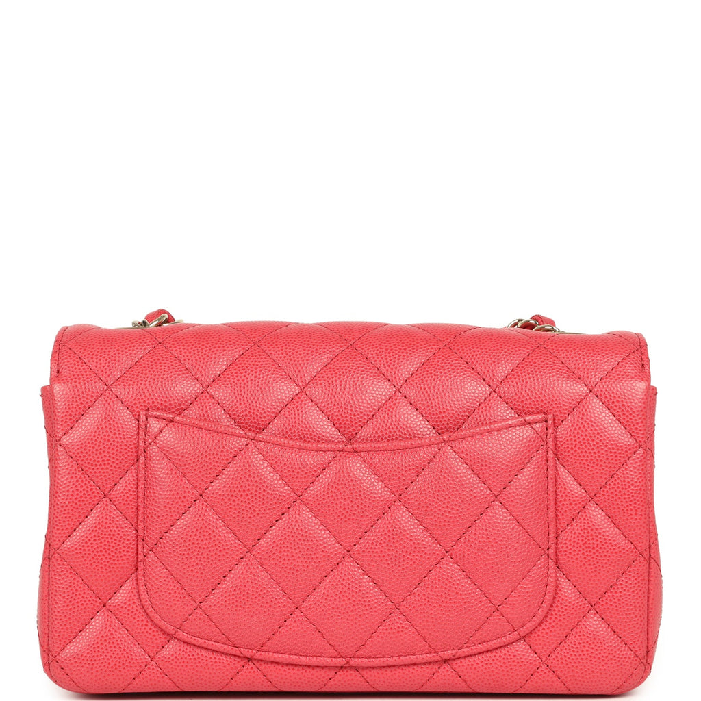 Pre-owned Chanel Mini Classic Rectangular Flap Bag Dark Pink Caviar Light Gold Hardware - Image 5