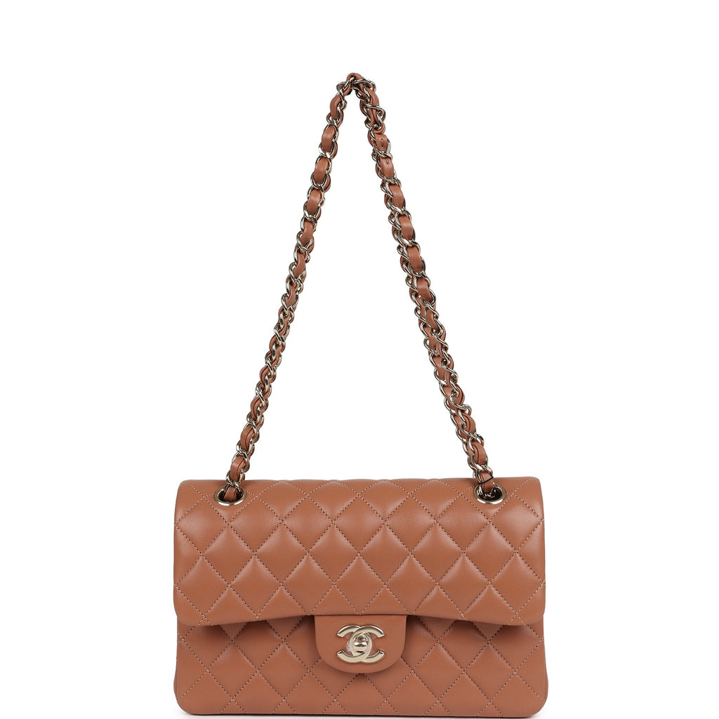 Chanel Small Classic Double Flap Bag Caramel Lambskin Light Gold Hardware - Image 8