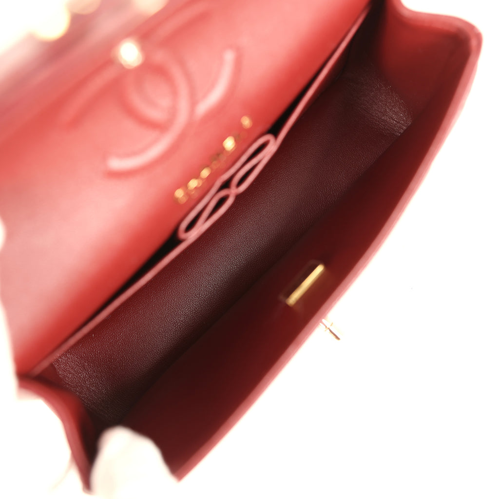 Chanel Small Classic Double Flap Bag Burgundy Shiny Caviar Light Gold Hardware - Image 10