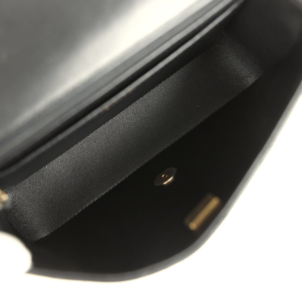 Chanel Small Graphic Frame Flap Bag Black and White Lambskin Light Gold Hardware - Image 9