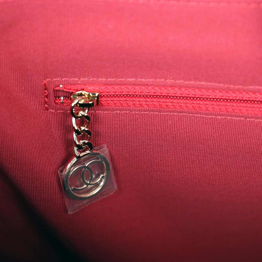 Chanel Medium Deauville Shopping Tote Grey and Pink Tropical Floral Velvet Light Gold Hardware - Image 12