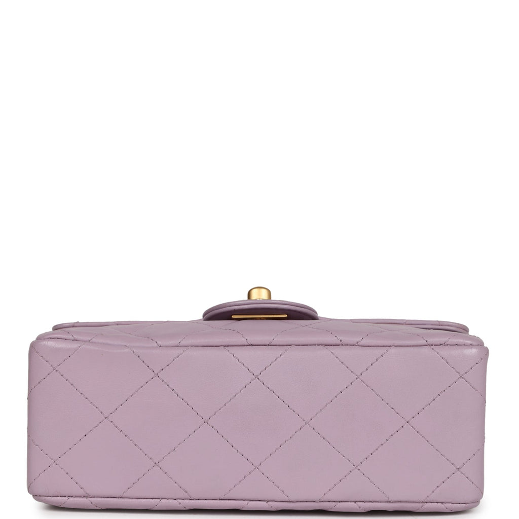 Vintage Chanel Mini Square Flap Bag Light Purple Lambskin Matte Gold Hardware - Image 7