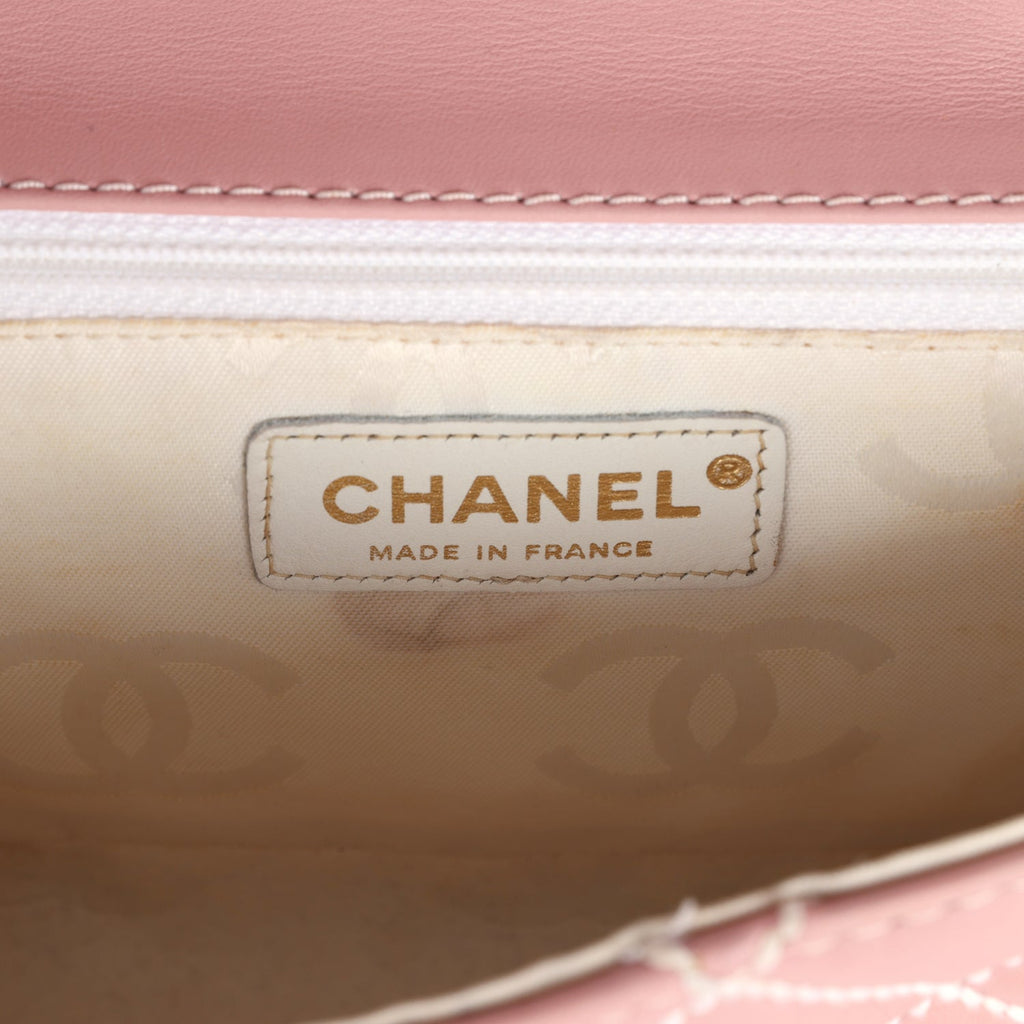 Vintage Chanel Mini Wild Stitch Surpique Top Handle Flap Bag Pink Calfskin Gold Hardware - Image 8