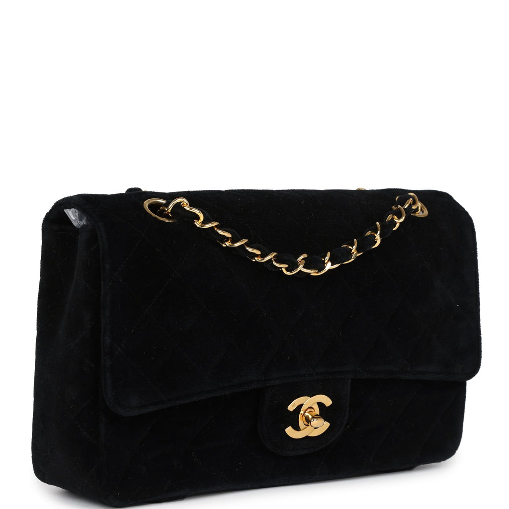 Vintage Chanel Medium Single Flap Bag with Magazine Holder Black Velvet Gold Hardware - Image 3