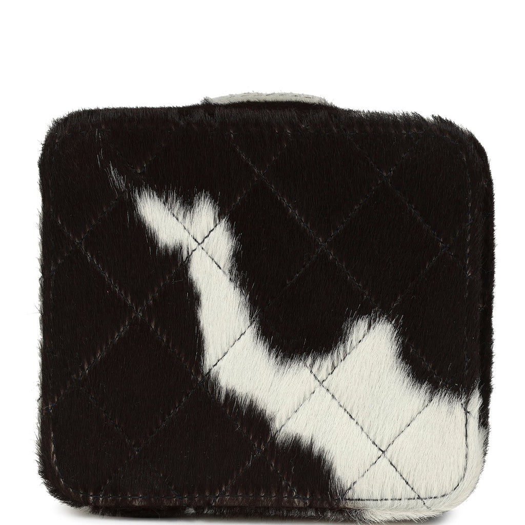 Vintage Chanel Square Vanity Box Brown and White Cow Print Pony Hair Antique Gold Hardware - Image 8