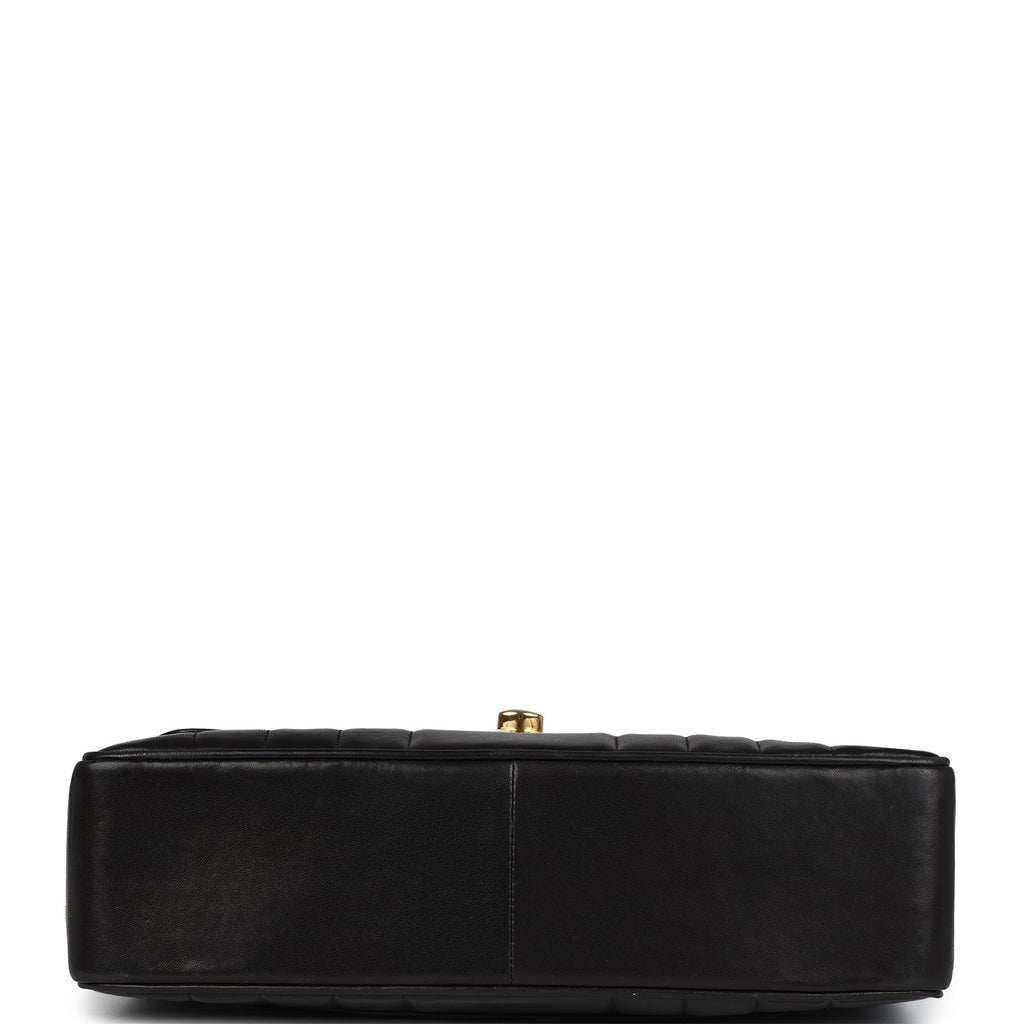 Vintage Chanel Jumbo Classic Mademoiselle Vertical Flap Black Lambskin Gold Hardware - Image 7
