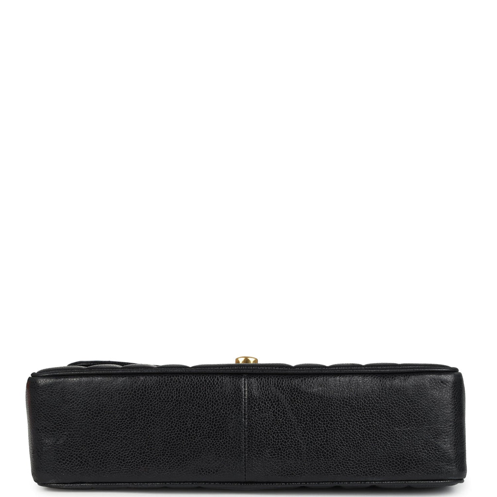 Vintage Chanel Jumbo Classic Mademoiselle Vertical Flap Black Caviar Gold Hardware - Image 7