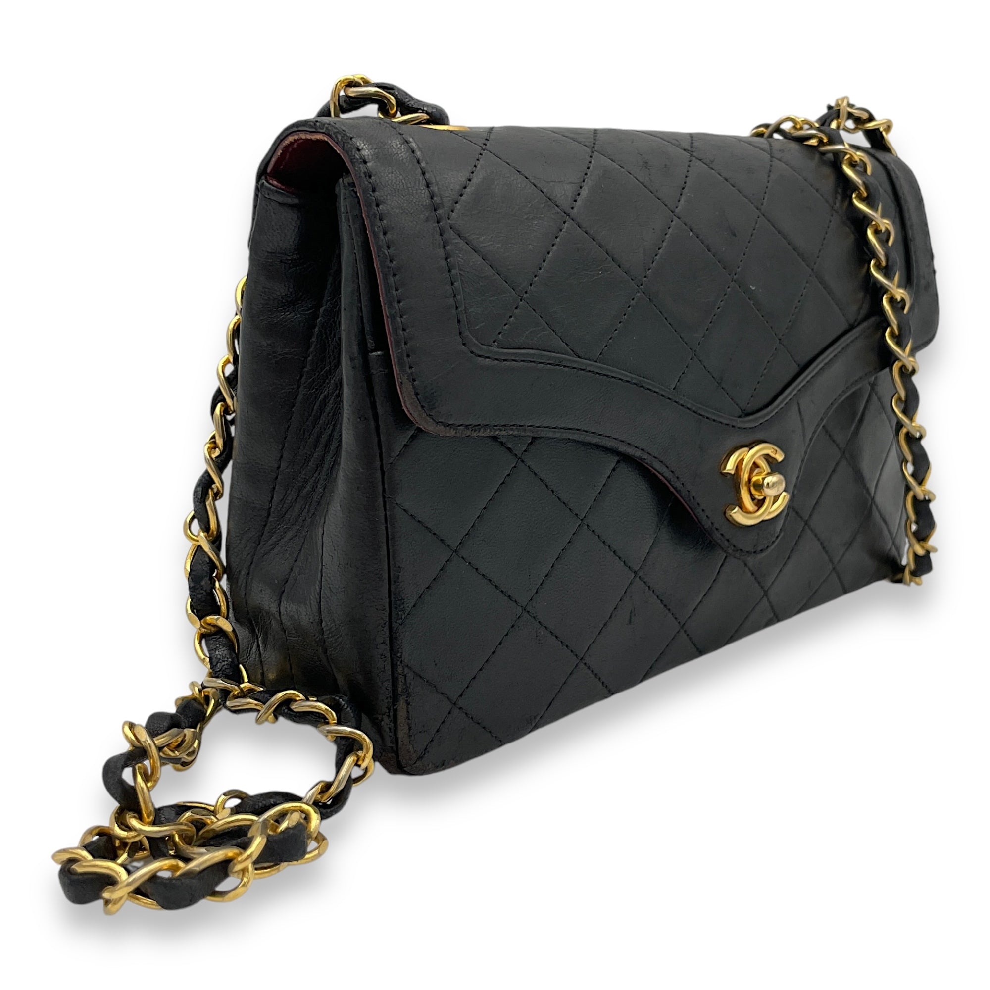 Matelasse Coco Mark Black Crossbody Bag in Lambskin, Gold hardware - Image 3
