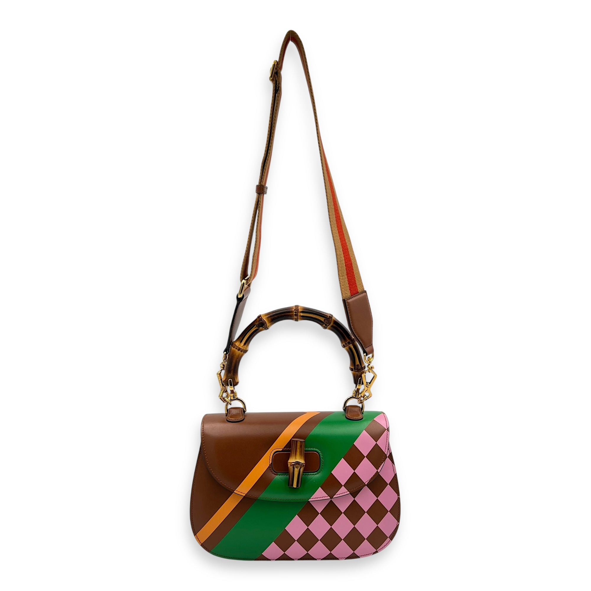 Bamboo 1947 Medium Brown Top Handle Bag in Calfskin, Gold hardware - Image 14