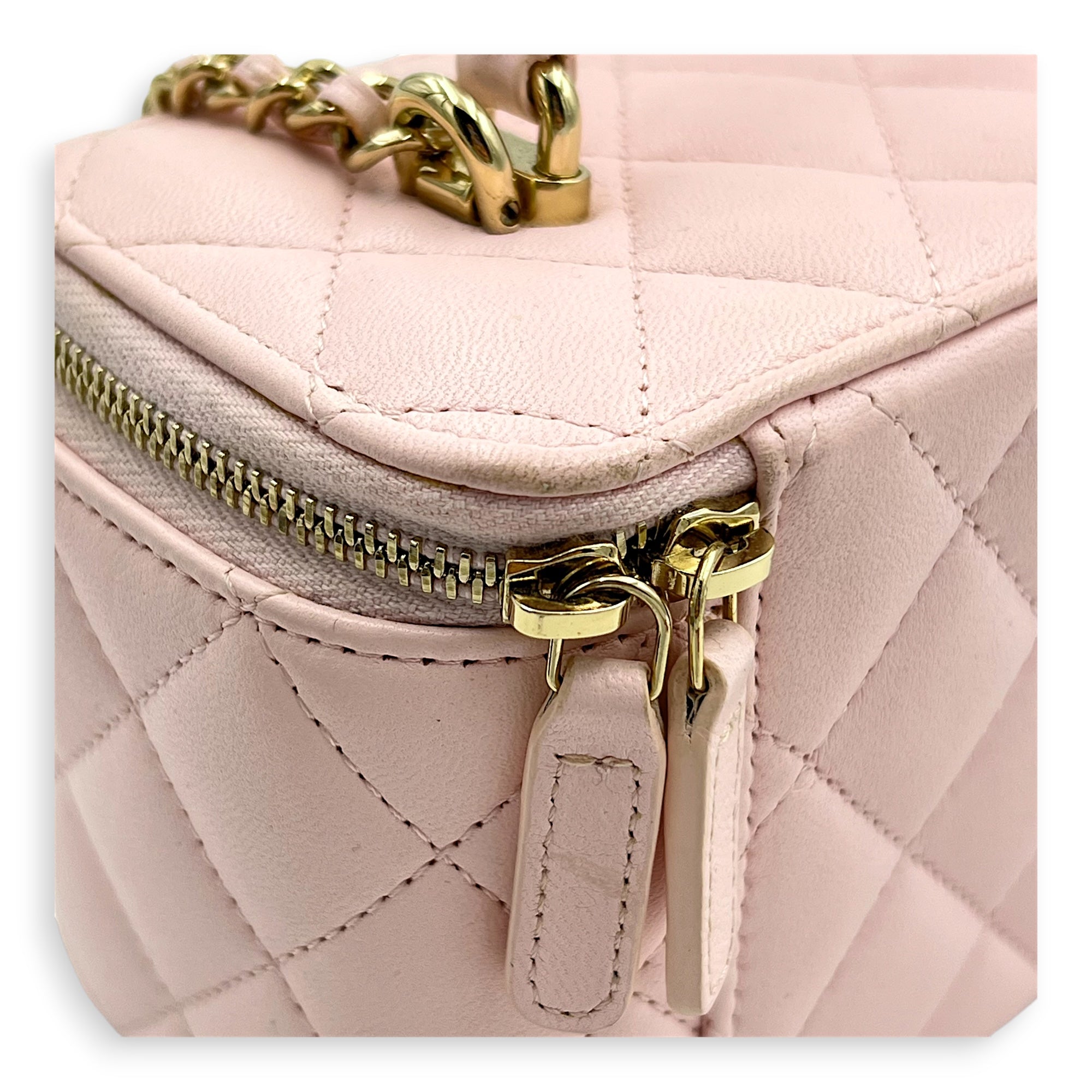 Vanity Crossbody Bag Pink in Lambskin, Gold hardware - Image 11