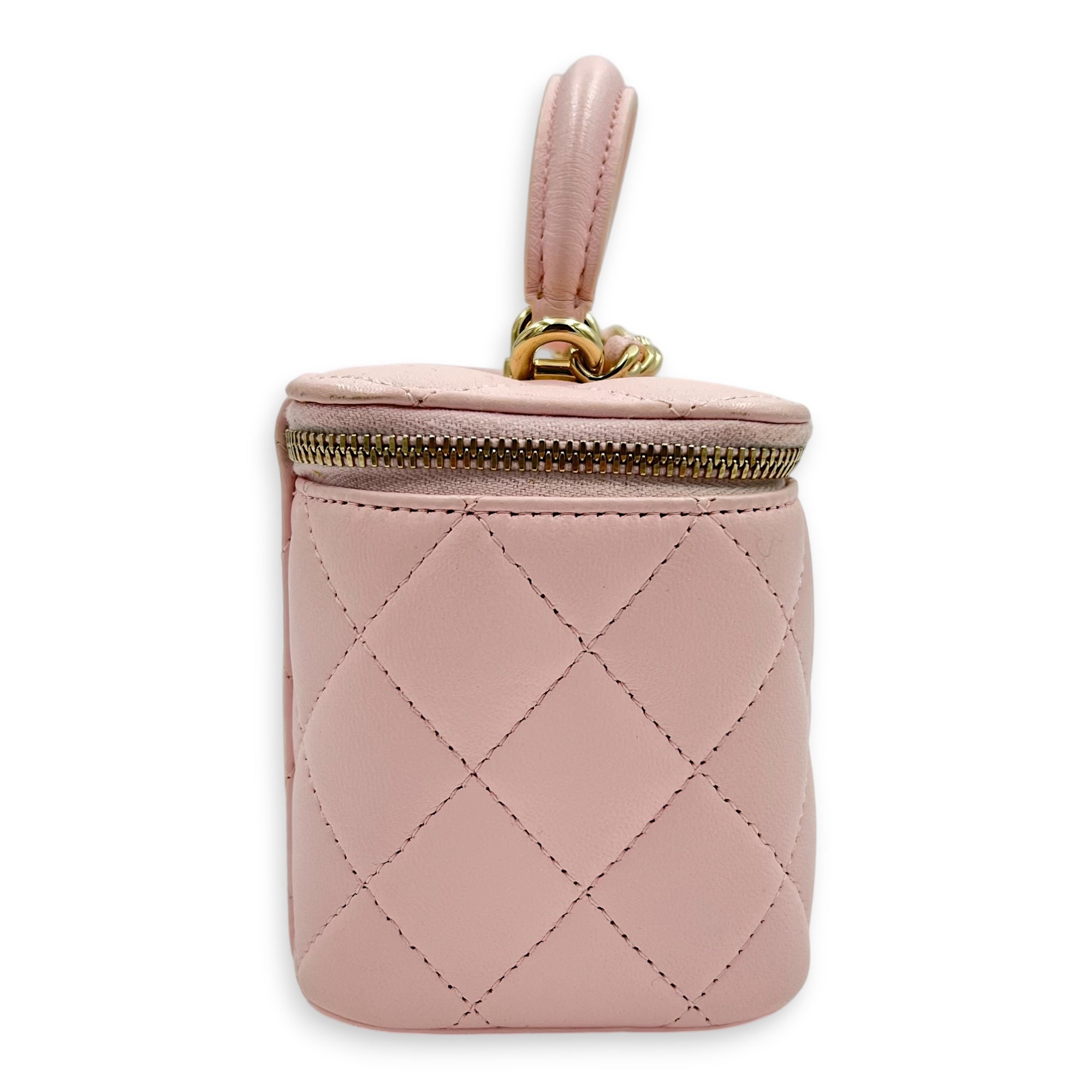 Vanity Crossbody Bag Pink in Lambskin, Gold hardware - Image 4
