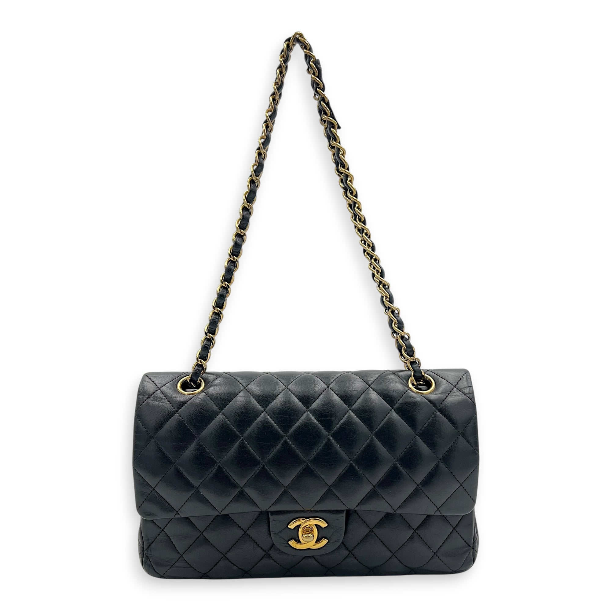 Classic Shoulder Bag Medium Black in Lambskin, Gold hardware - Image 15