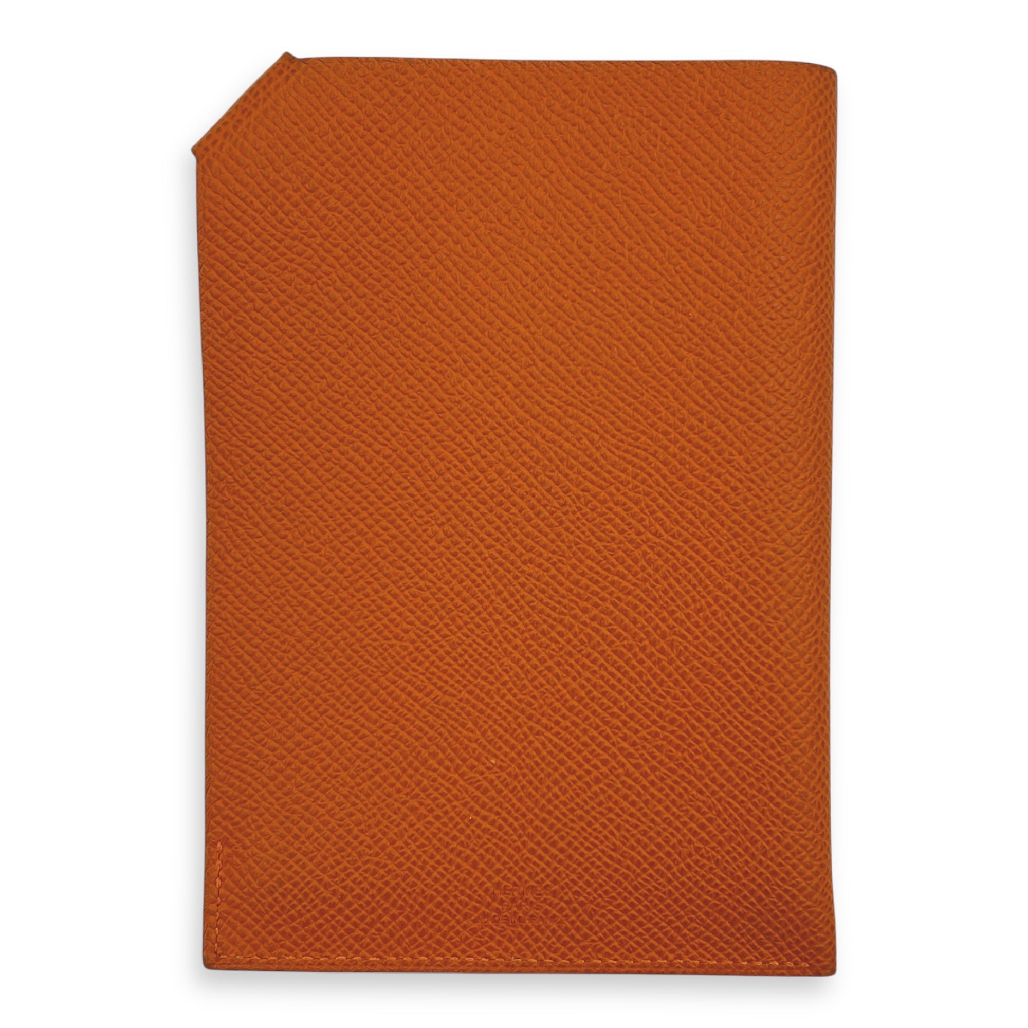 Passport Holder Orange Passport Holder in Epsom, Silver hardware - Image 3
