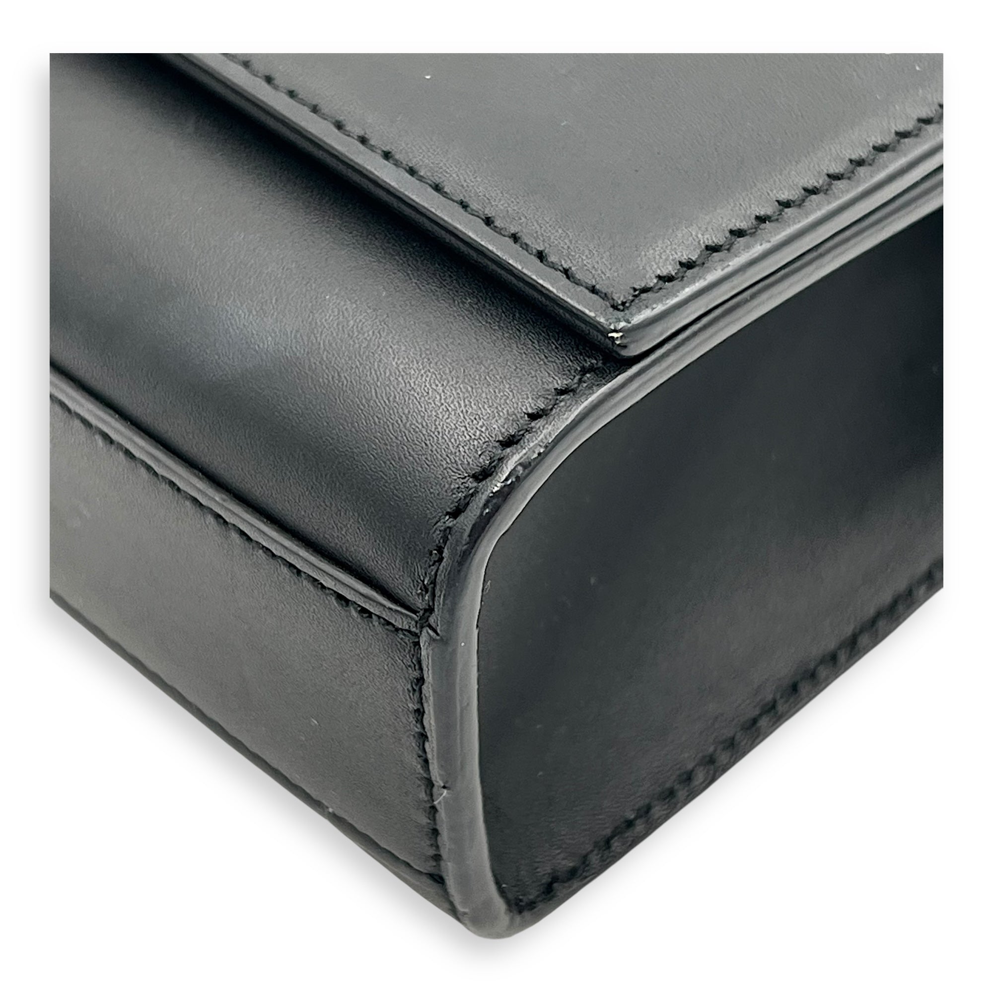 Kate Crossbody Bag Black in Calfskin, Silver hardware - Image 12