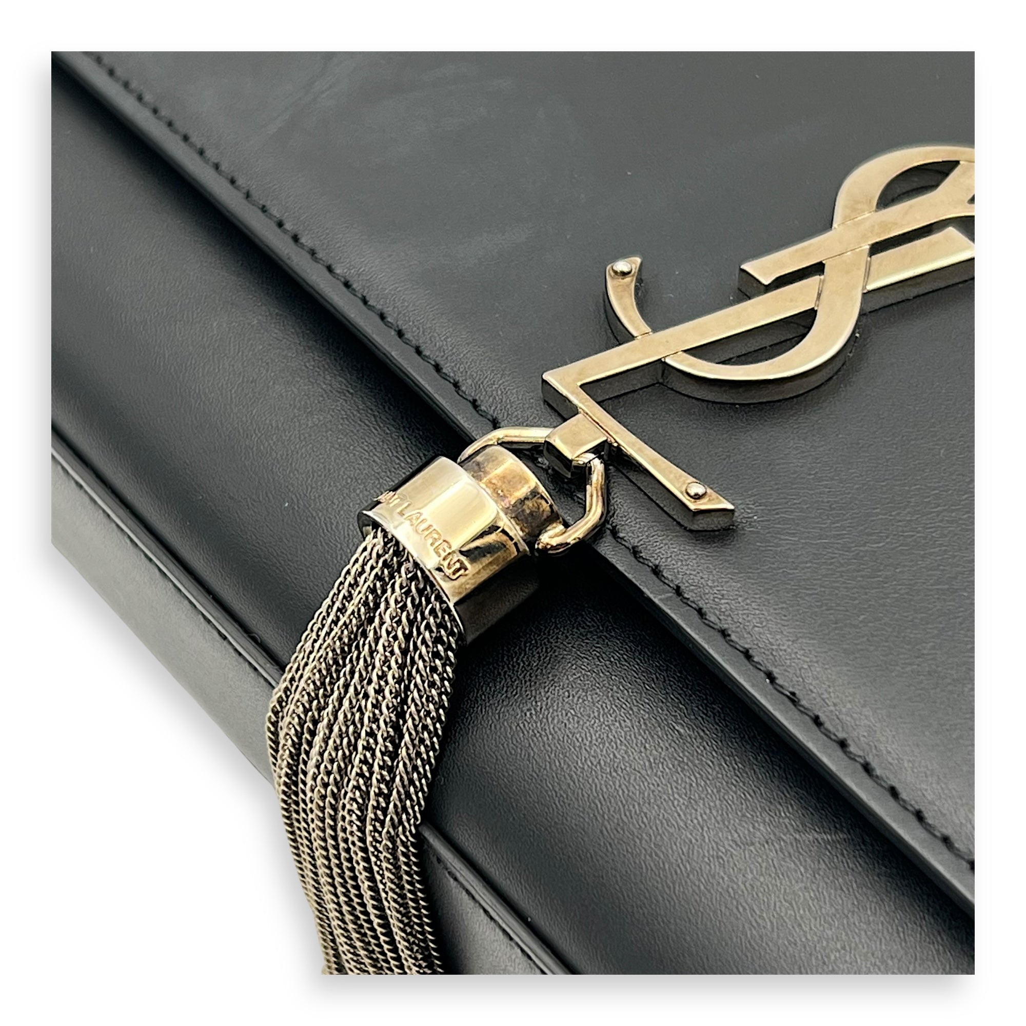 Kate Crossbody Bag Black in Calfskin, Silver hardware - Image 8