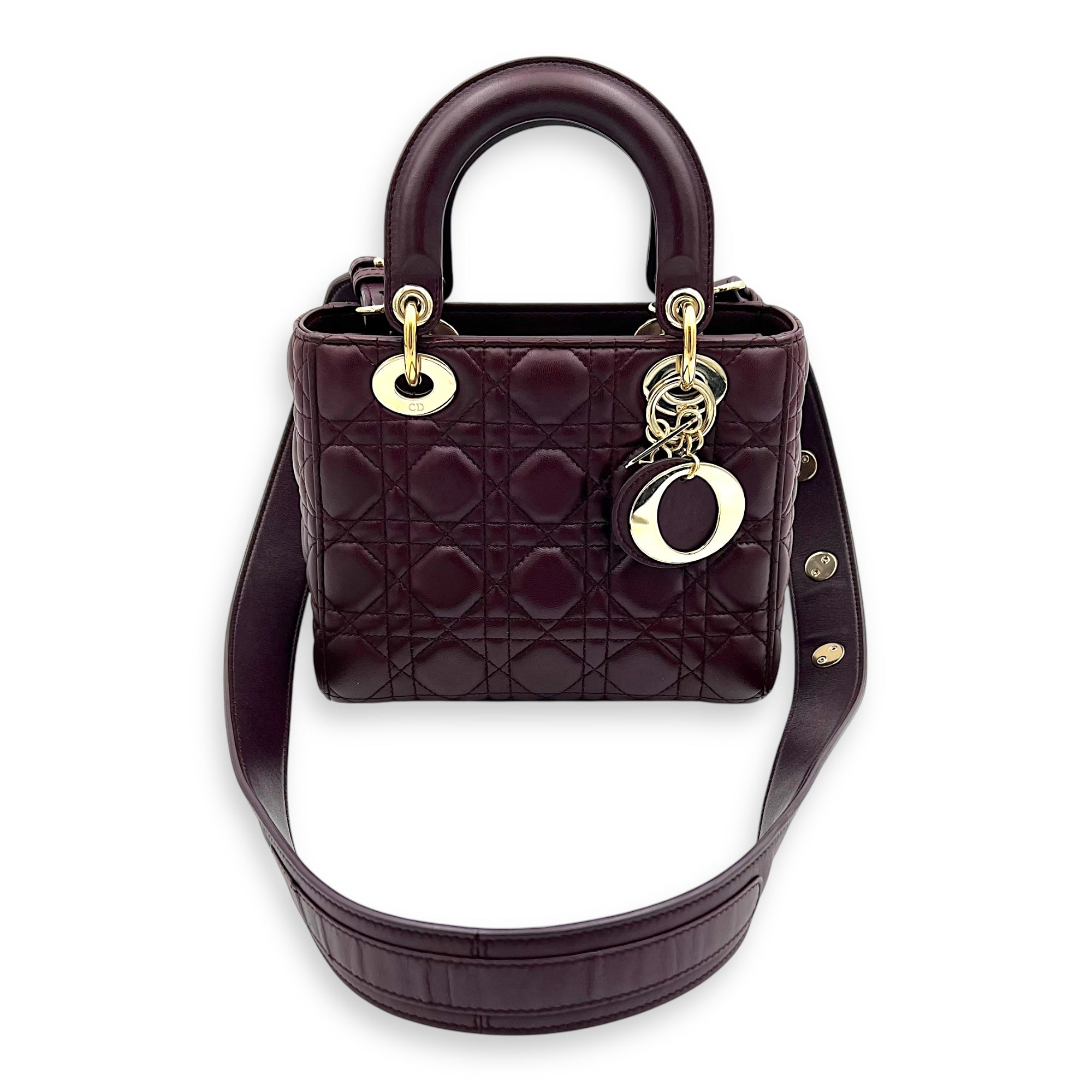 Lady Dior Small Red Top Handle Bag in Lambskin, Gold hardware - Image 14