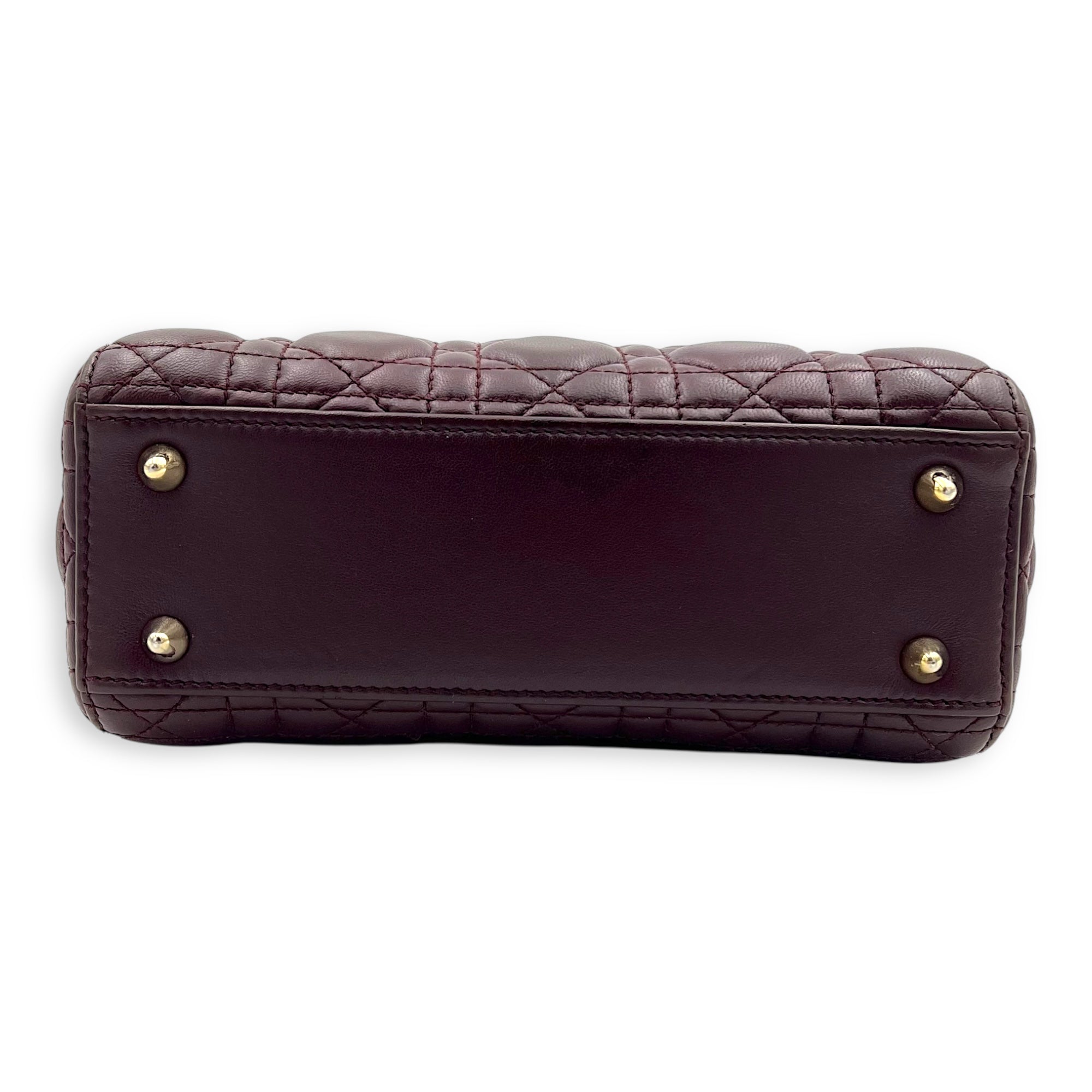 Lady Dior Small Red Top Handle Bag in Lambskin, Gold hardware - Image 6