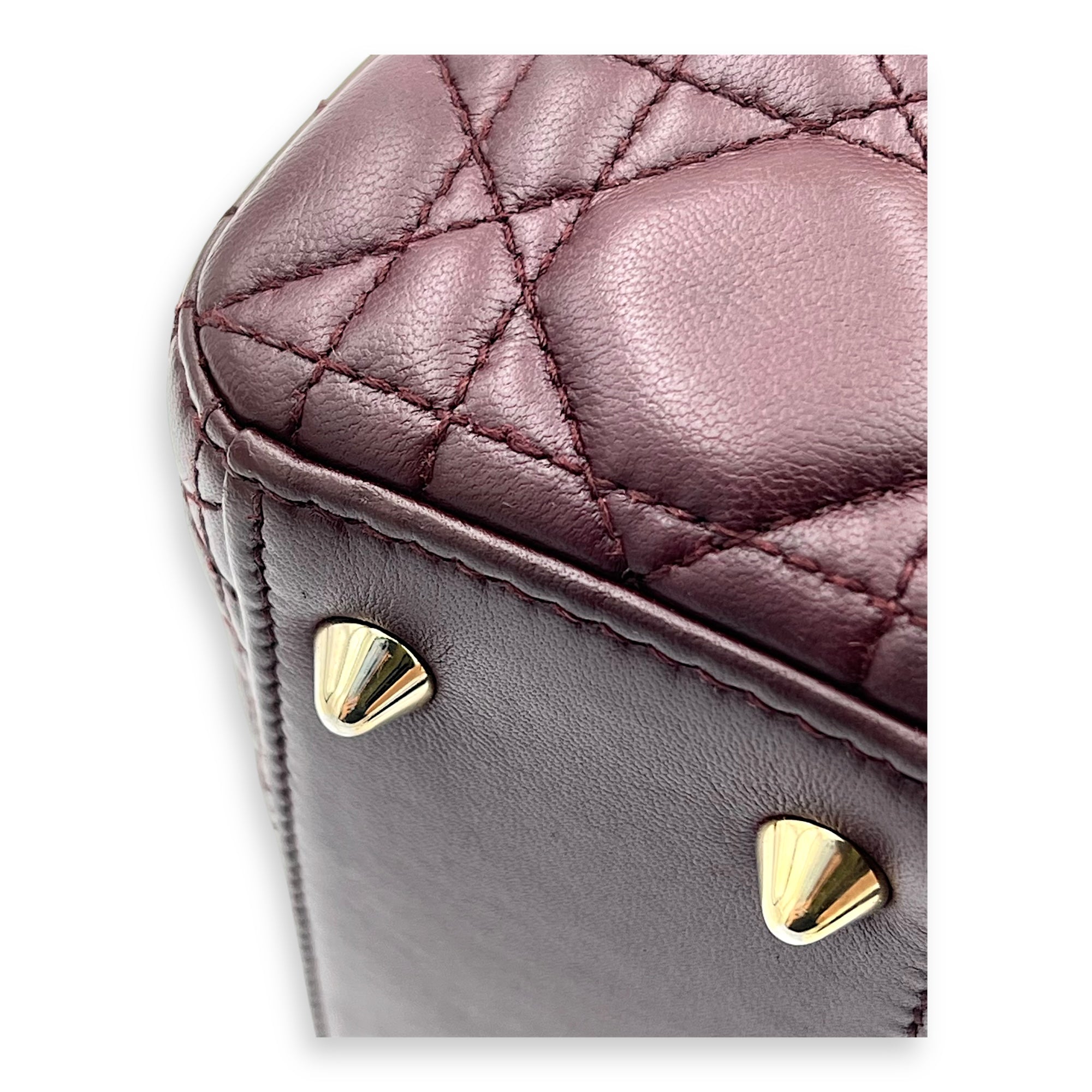 Lady Dior Small Red Top Handle Bag in Lambskin, Gold hardware - Image 7