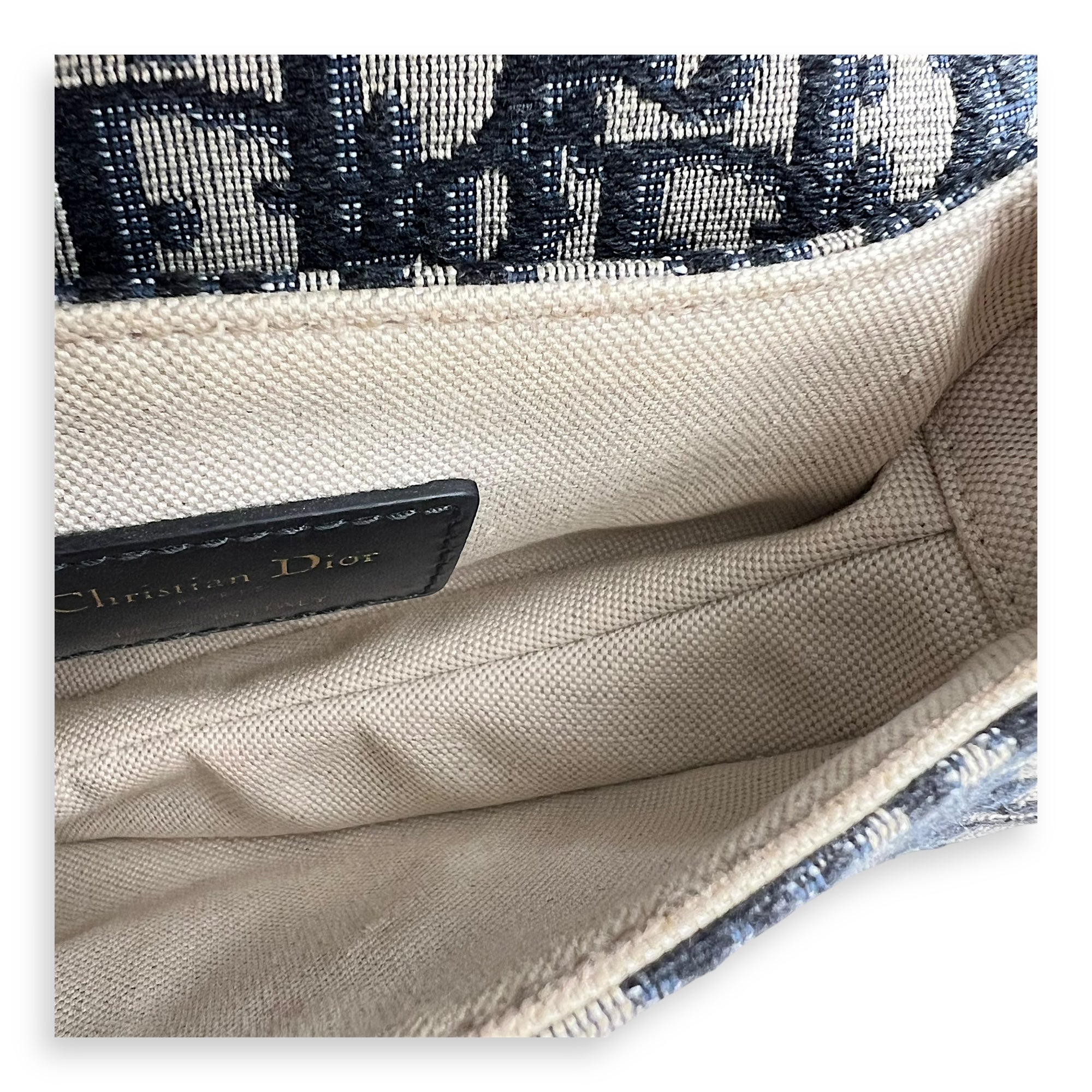 Saddle Top Handle Bag Mini Blue in Jacquard, Gold hardware - Image 11