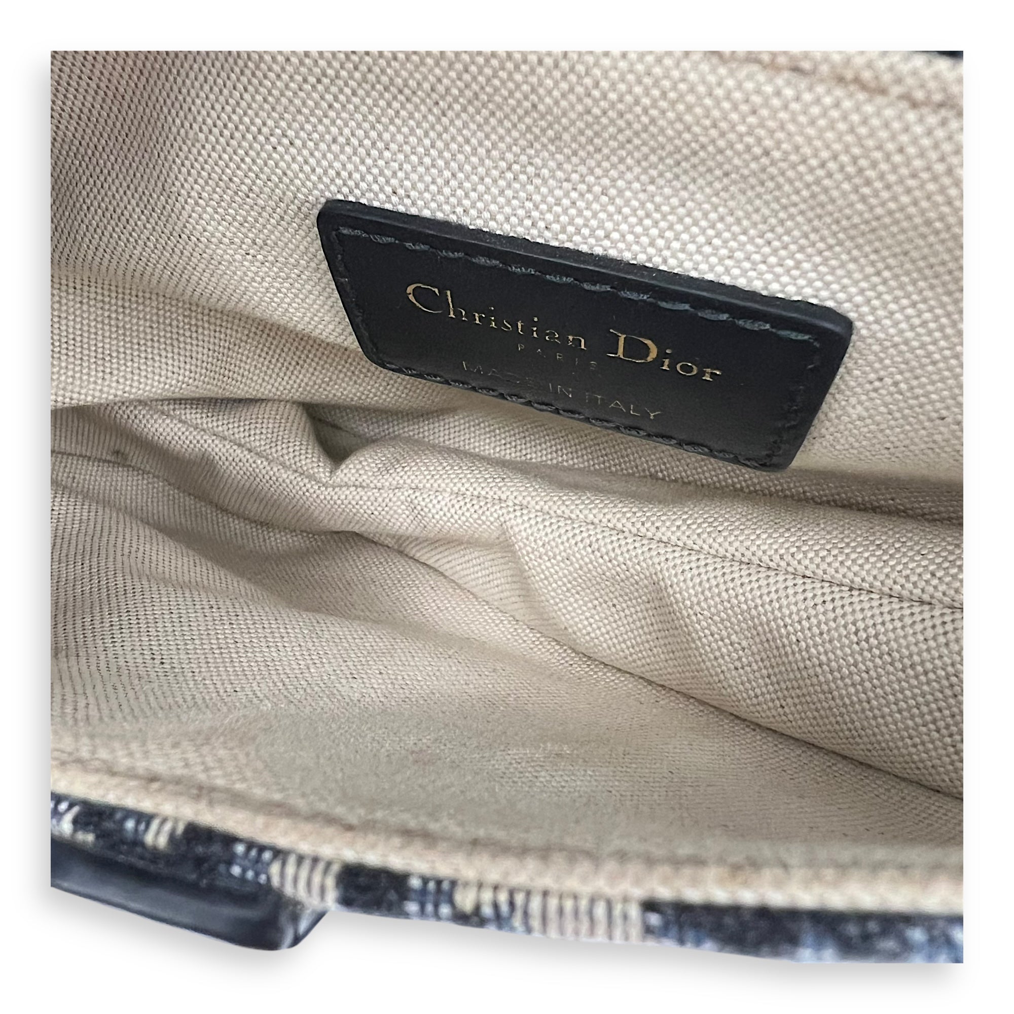 Saddle Top Handle Bag Mini Blue in Jacquard, Gold hardware - Image 10