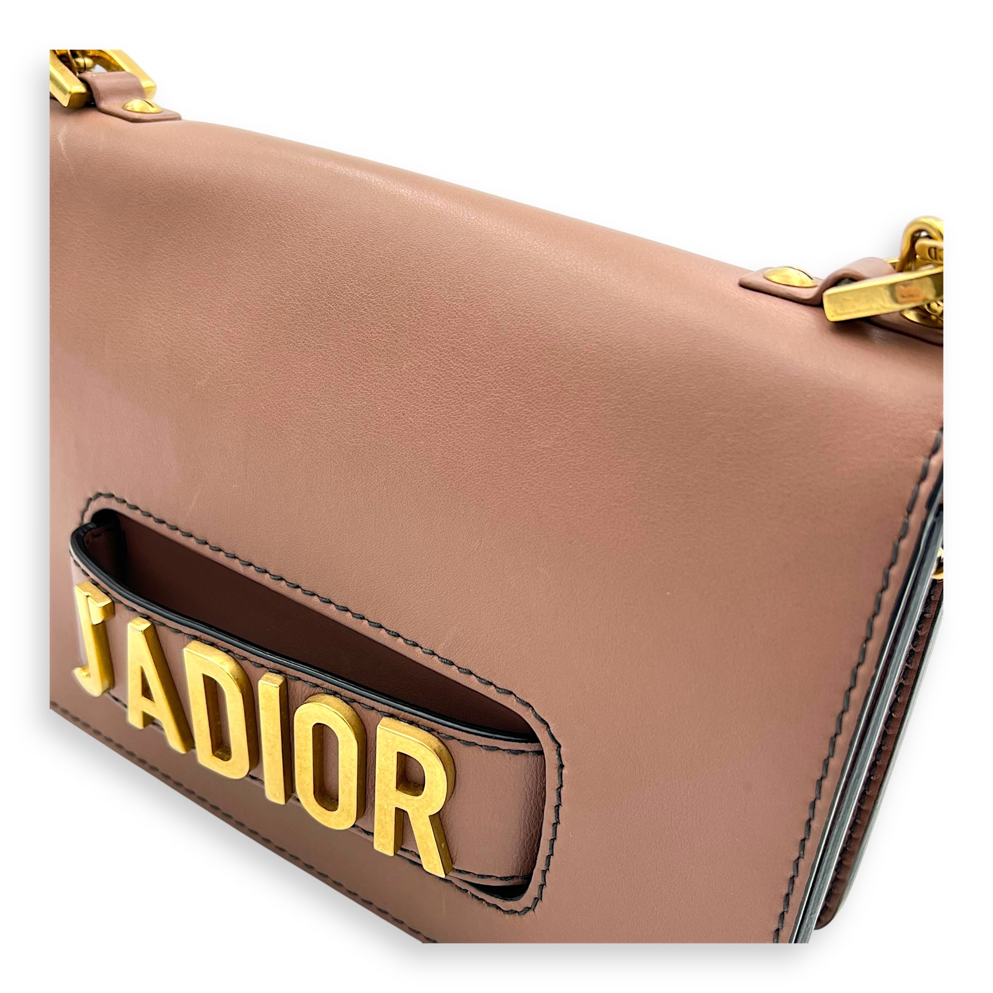 J'adior Shoulder Bag Beige in Calfskin, Gold hardware - Image 9