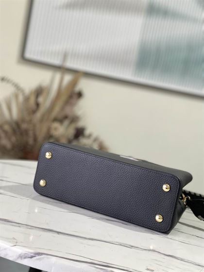 Capucines MM handbag Black Taurillon leather Gray Etain Metallic - LB035 - Image 6