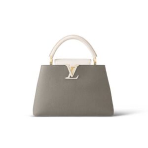 Capucines MM handbag Steeple Gray Greige Taurillon leather - LB039