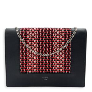 Frame Black Wallet On Chain in Calfskin, Silver hardware