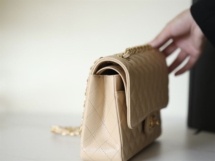 Chanel Classic Medium Caviar Flap Beige - Image 6