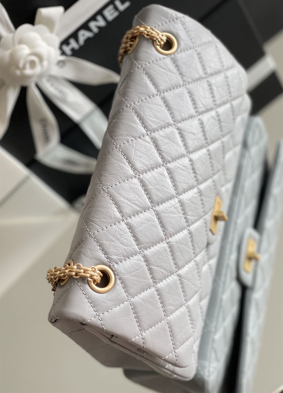 Chanel Grey Quilted Aged Leather Reissue - Image 9