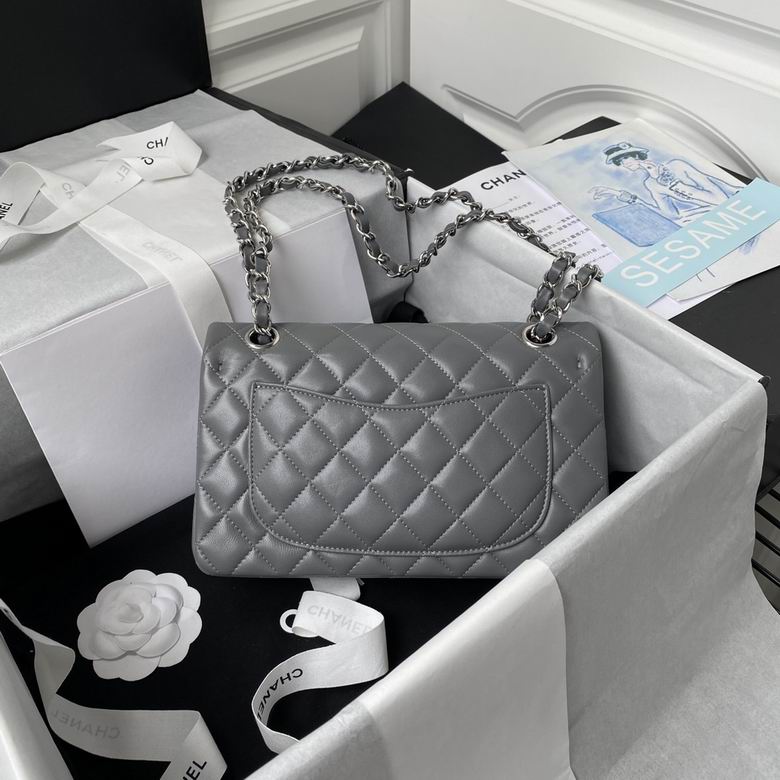 Chanel Lambskin Quilted Small Double Flap Grey - Image 4