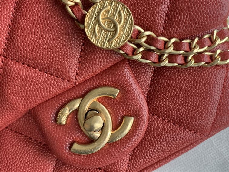 Chanel Mini Flap Bag Red Shiny Calfskin - Image 10