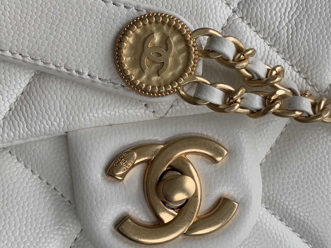 Chanel Mini Flap Bag White Shiny Calfskin - Image 10