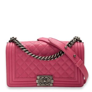 Boy Medium Pink Shoulder Bag in Calfskin, hardware
