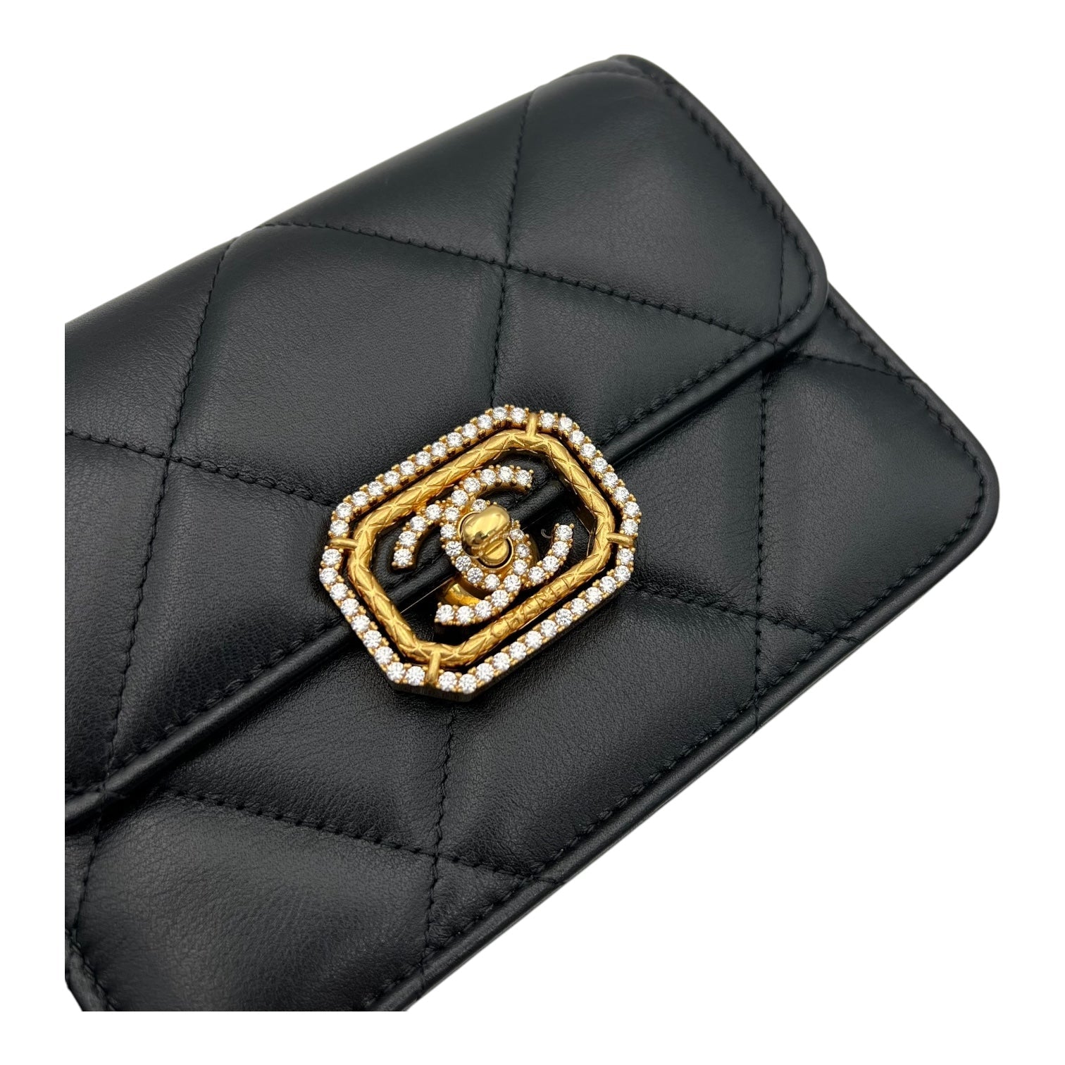 CC Clutch Black in Lambskin, Gold hardware - Image 7