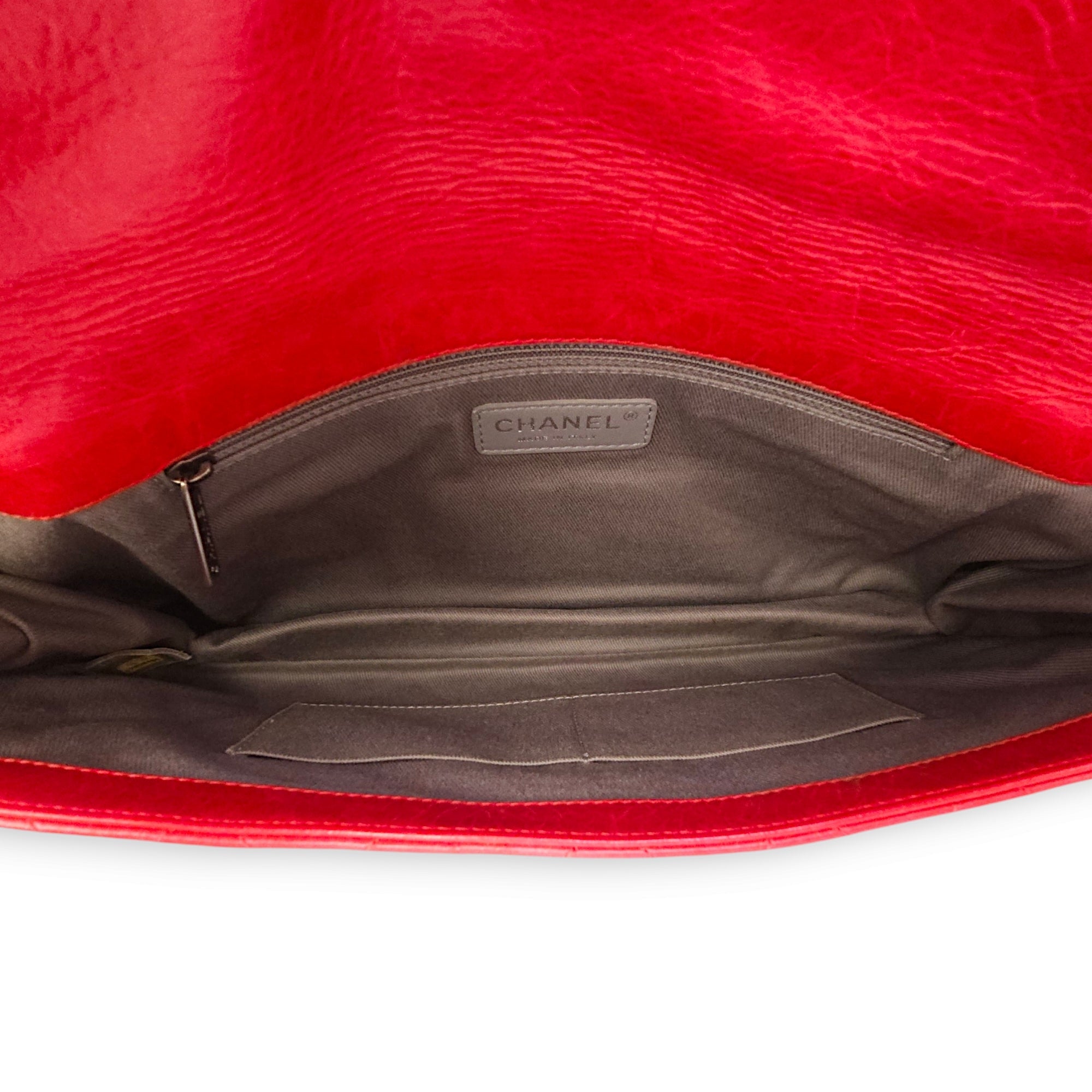 CC Quilt Red Clutch in Calfskin, Ruthenium hardware - Image 7