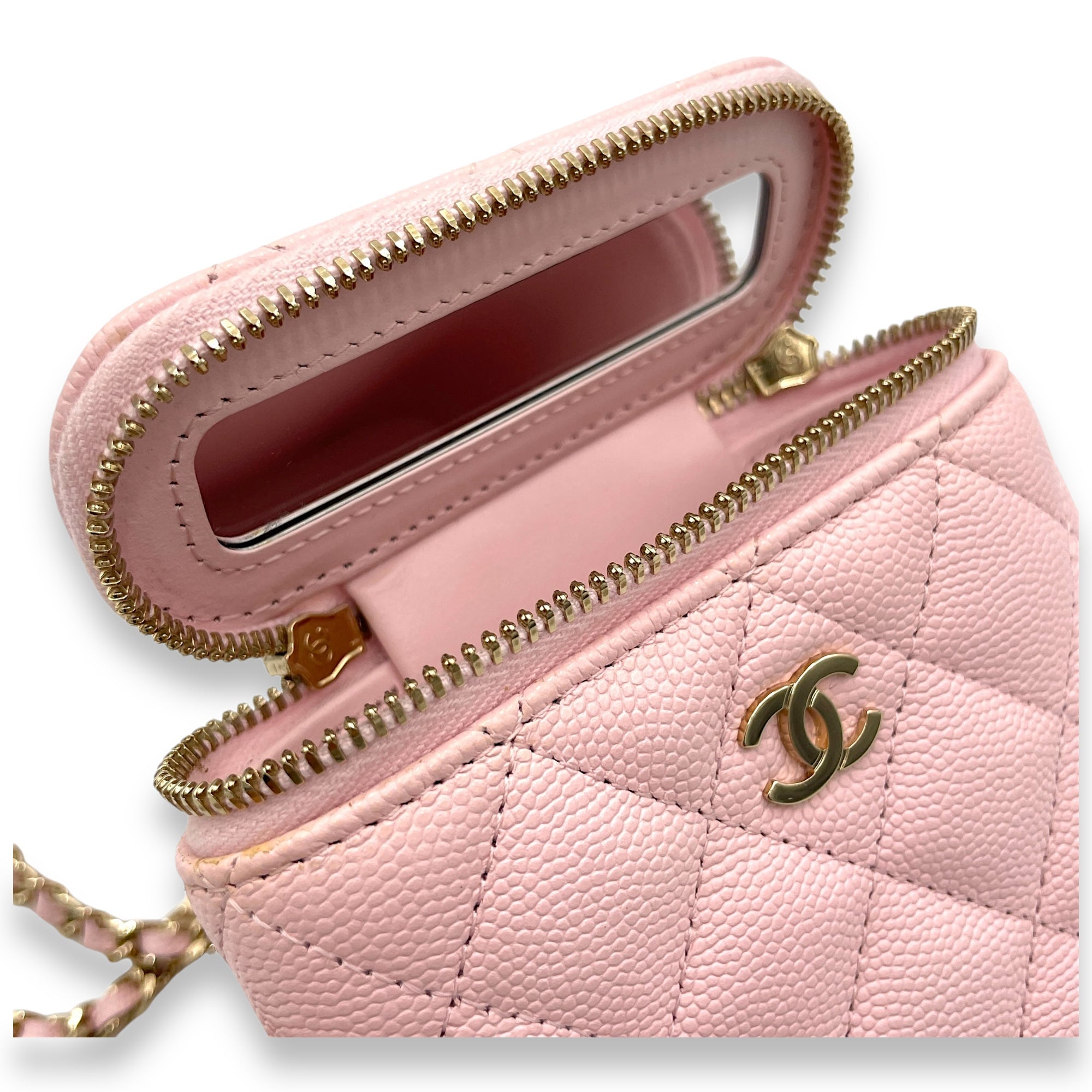 Classic Pink Vanity Bag in Caviar Leather, Gold hardware - Image 7