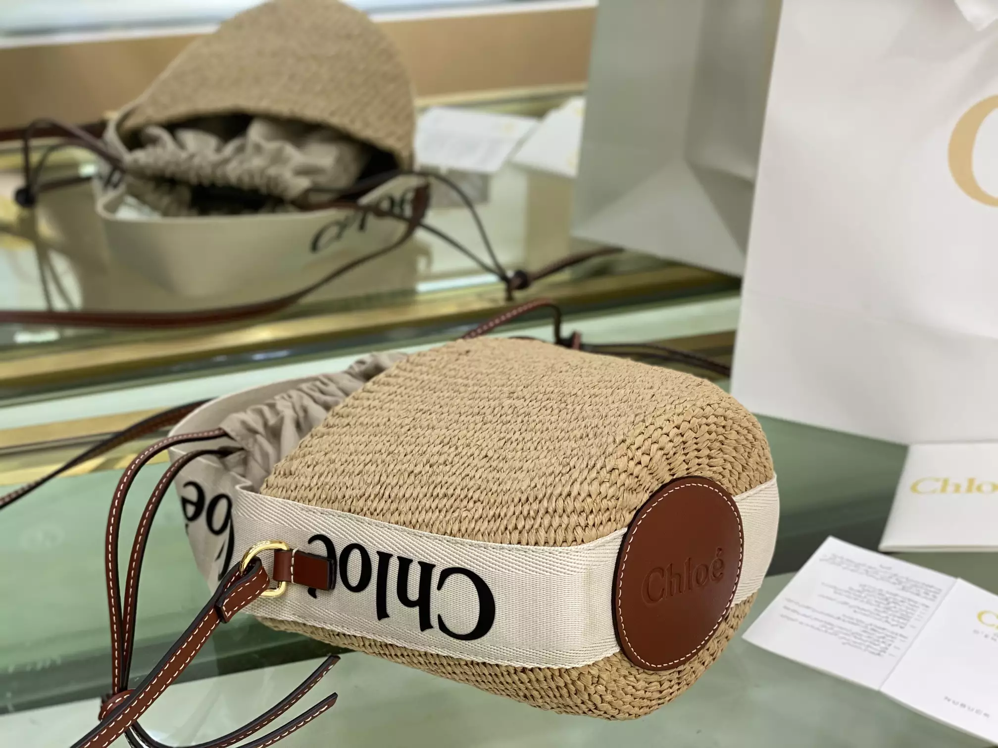 Chloe Small Woody Basket in White/Brown - Repbags.ru - Image 6