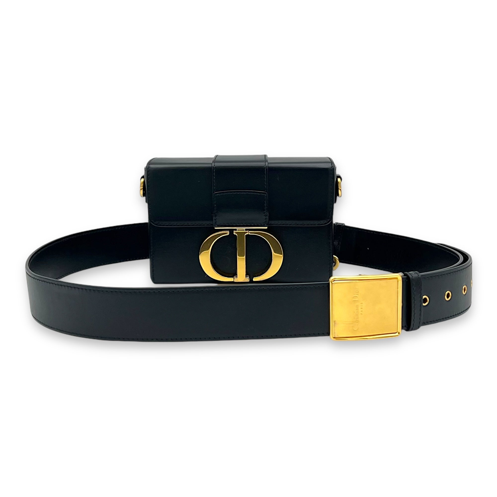 30 Montaigne Crossbody Bag Black in Calfskin, Gold hardware - Image 10