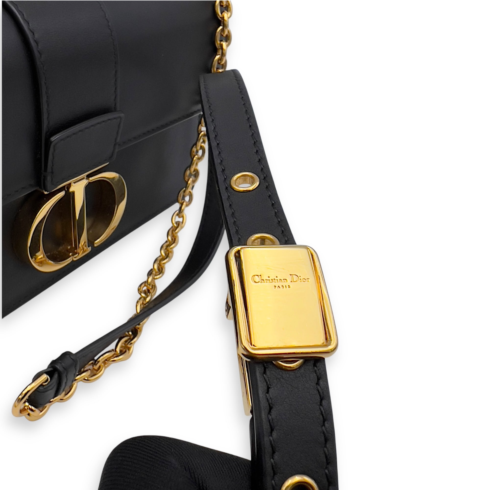Montaigne Shoulder Bag Black in Calfskin, Gold hardware - Image 23