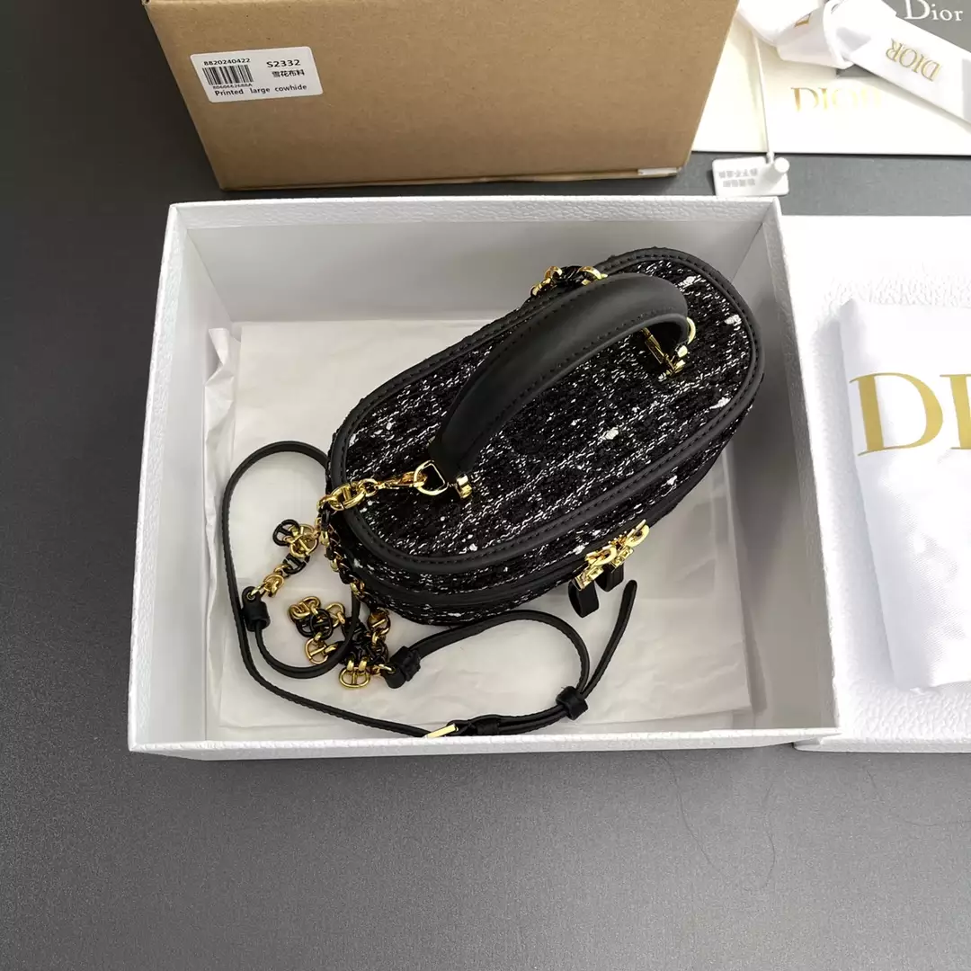 Dior Caro Mini Vanity Case Black Cannage Tweed - Repbags.ru - Image 6