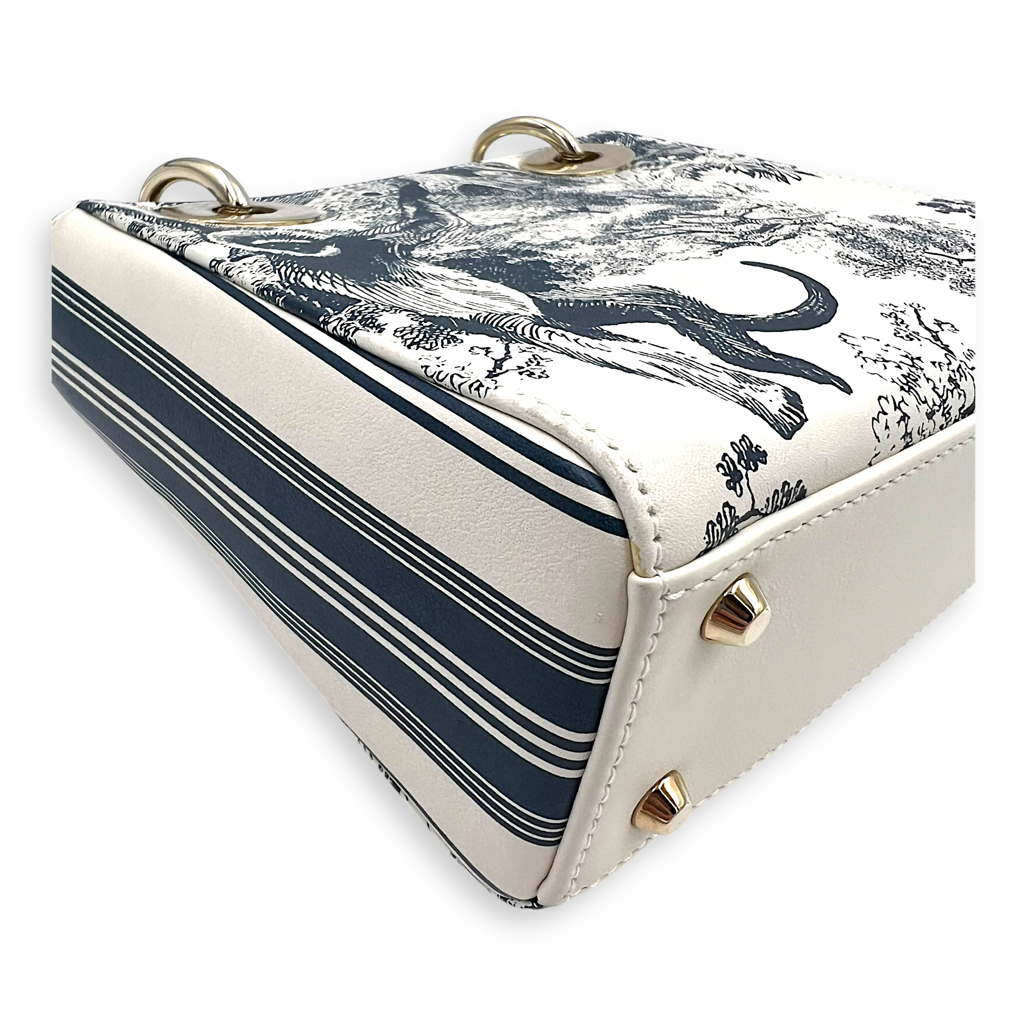 Lady Dior Mini White Top Handle Bag in Calfskin, Gold hardware - Image 7