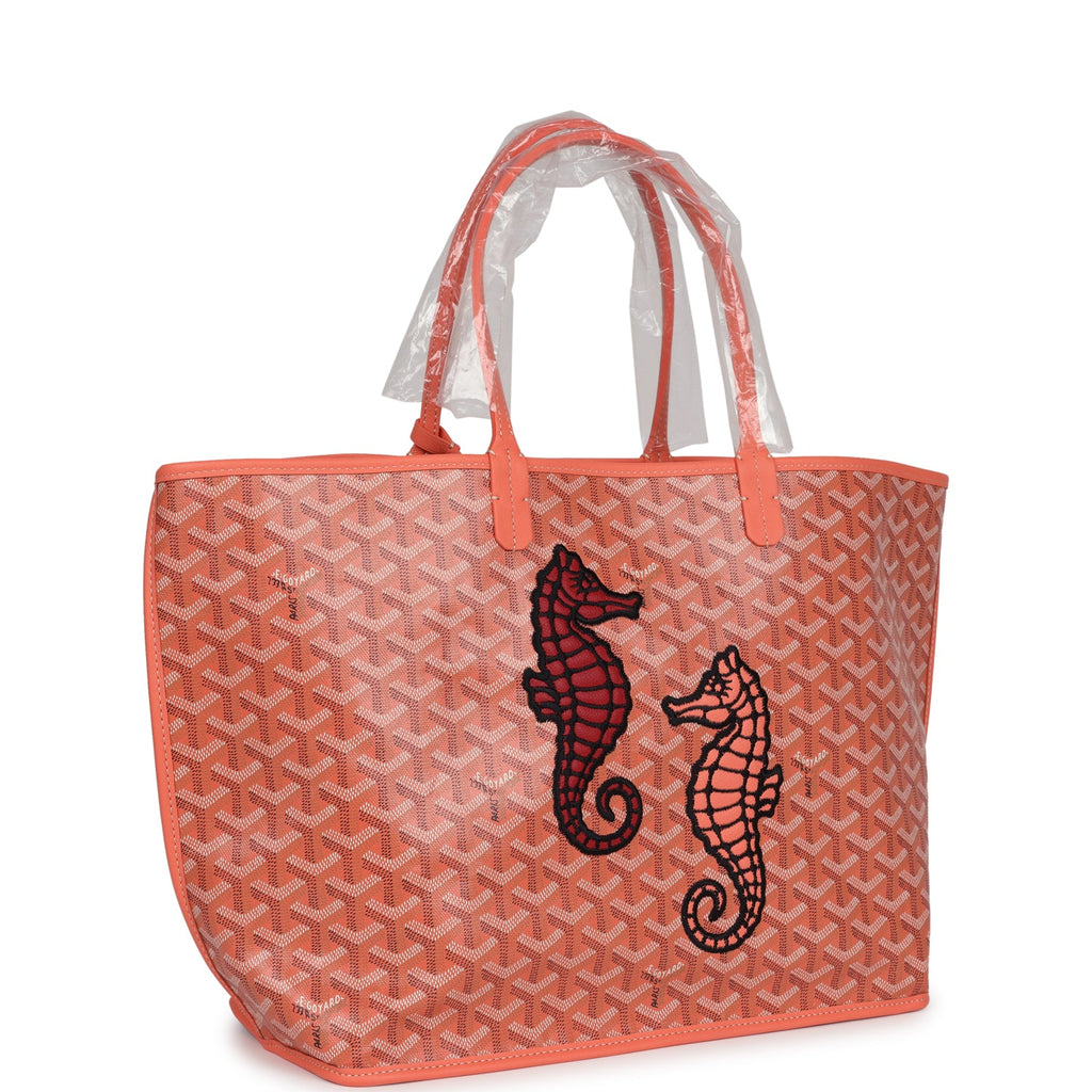 Goyard Goyardine Coral Anjou PM Embroidered Seahorse Bag Palladium Hardware - Image 3