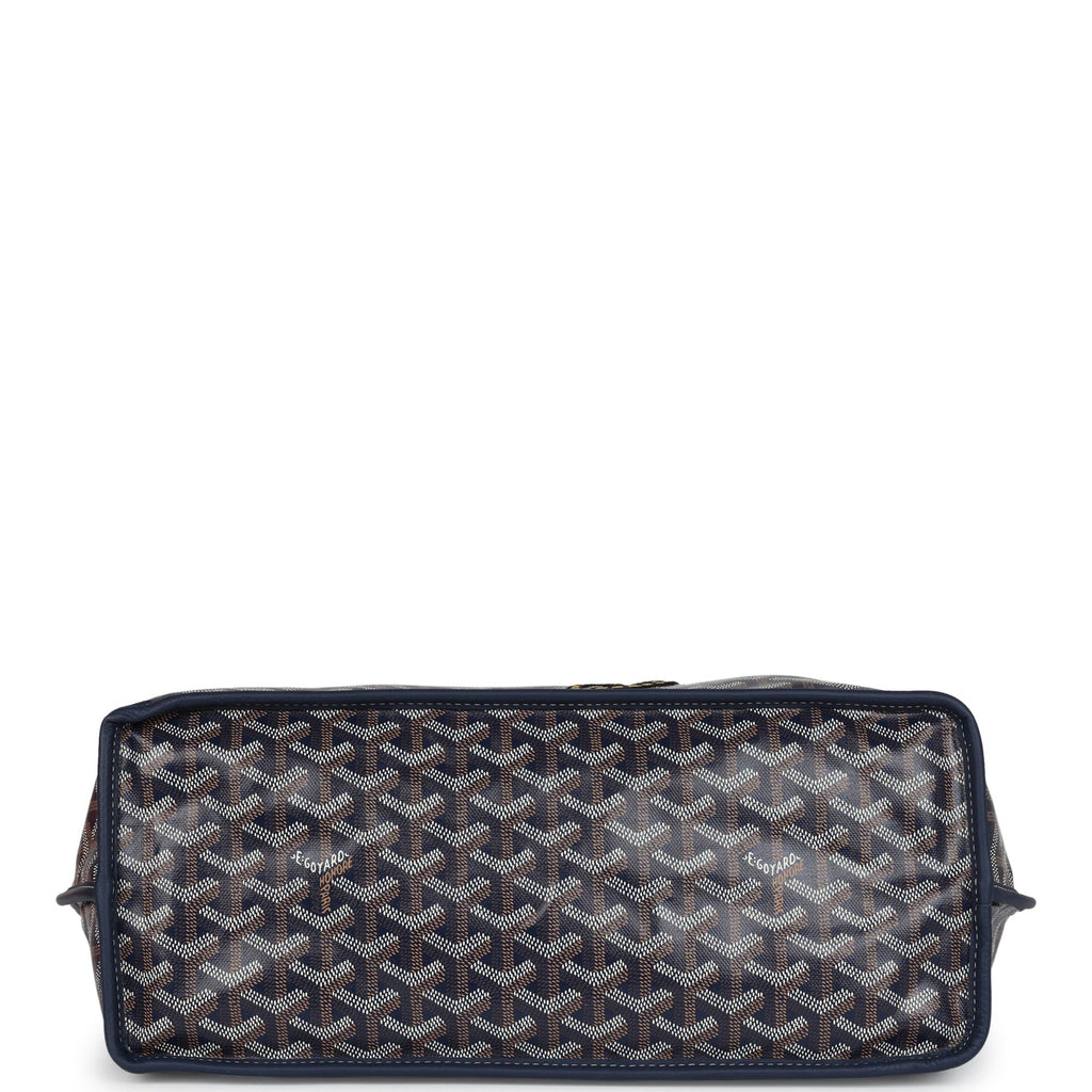 Goyard Goyardine Navy Blue Anjou PM Embroidered Seahorse Bag Palladium Hardware - Image 7